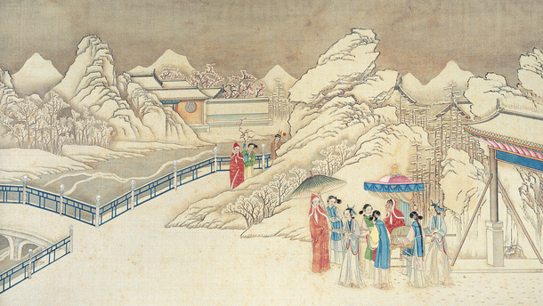 山水雪景国画素材免抠