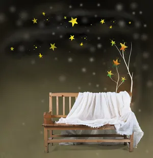 唯美木椅宝宝婴儿相册海报背景模板高清