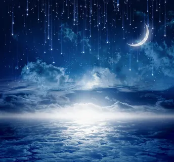 夜空星光海面全屏海报背景七夕