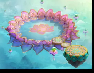 粉色莲花台海面场景免抠