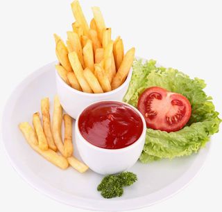 炸薯条加番茄酱PNG免抠