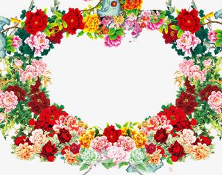 母亲节心形鲜花边框装饰免抠