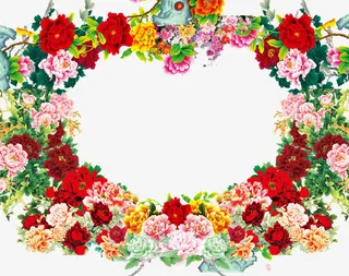 母亲节心形鲜花边框装饰免抠