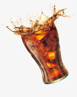 飞溅的杯装可乐免抠