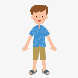 手绘卡通穿短袖男人免抠