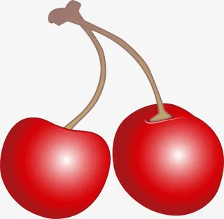 手绘红色樱桃枝条免抠