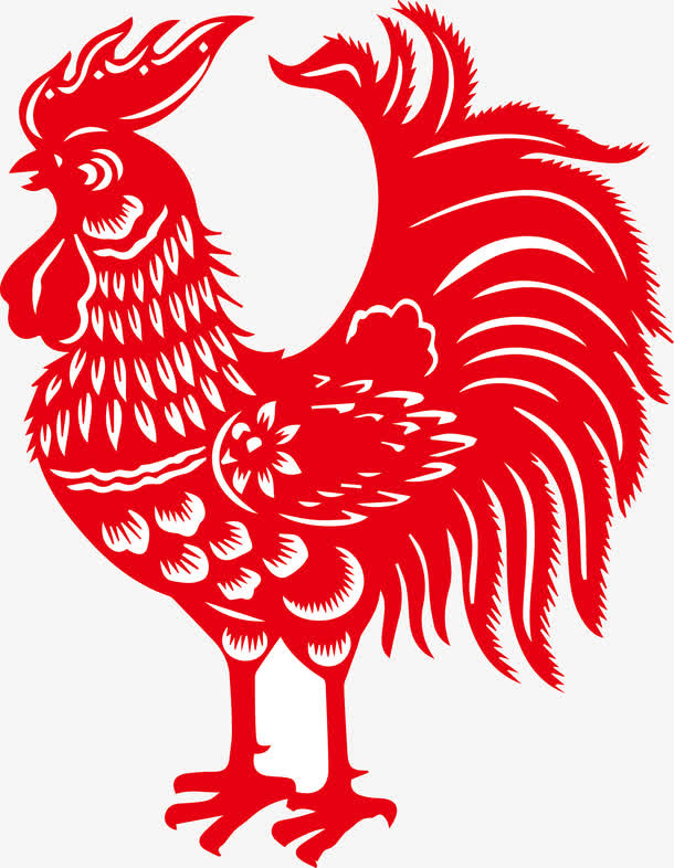 剪纸东方雄鸡免抠