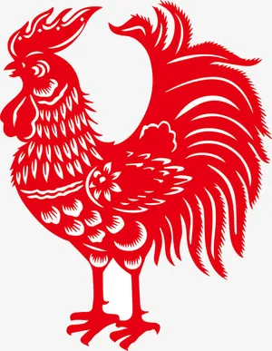 剪纸东方雄鸡免抠
