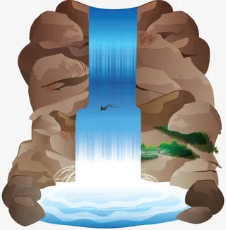 卡通瀑布矢量图下载免抠