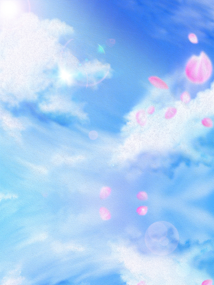蓝色天空桃花飞舞海报背景背景素材花瓣唯美高清