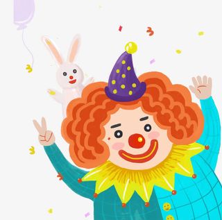 4月1愚人节胖胖的小丑与兔子卡免抠