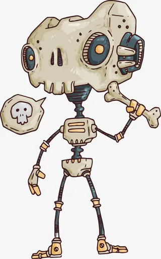 创意手绘骷髅机器人免抠