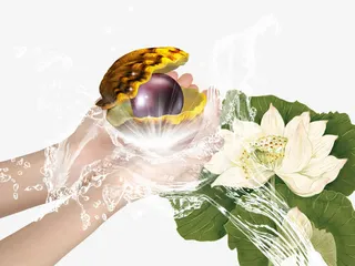 手捧珍珠中国风装饰图片免抠