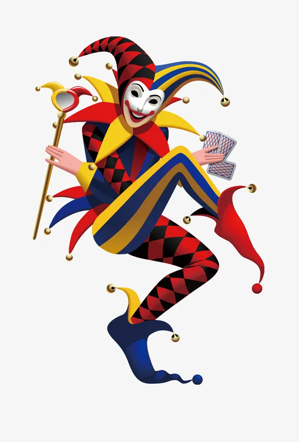 卡通手绘变魔术的小丑免抠