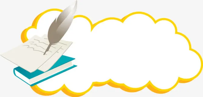 卡通手绘云彩写信免抠