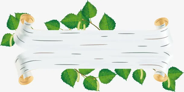 白桦树风格绿叶子标题背景矢量图