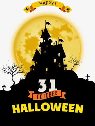 矢量万圣节城堡免抠