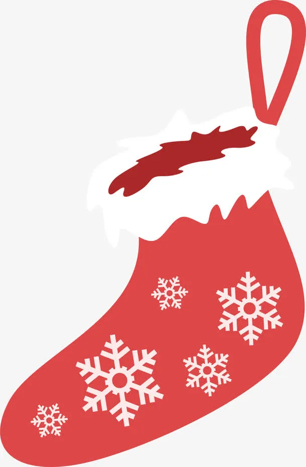 红色雪花袜子免抠