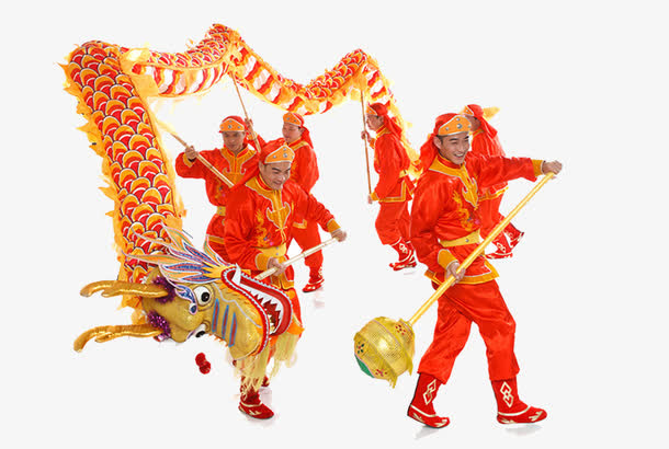 庆典舞龙游行免抠