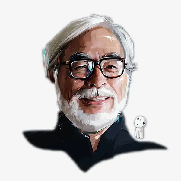 宫崎骏头像手绘插画免抠