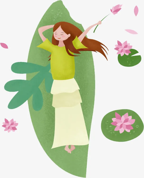 采莲藕荷花免抠