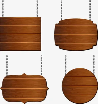 带铁链的矢量木牌免抠