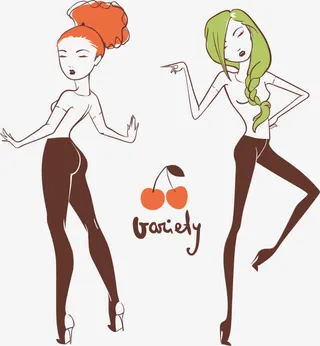 手绘美女矢量图免抠