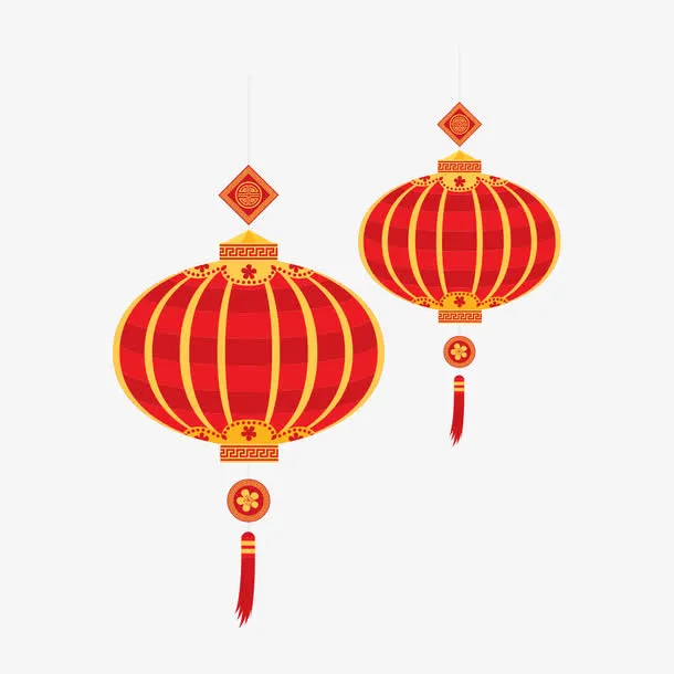 手绘大红灯笼免抠