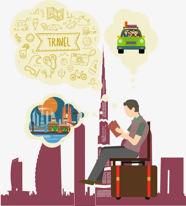 矢量图出国旅游免抠