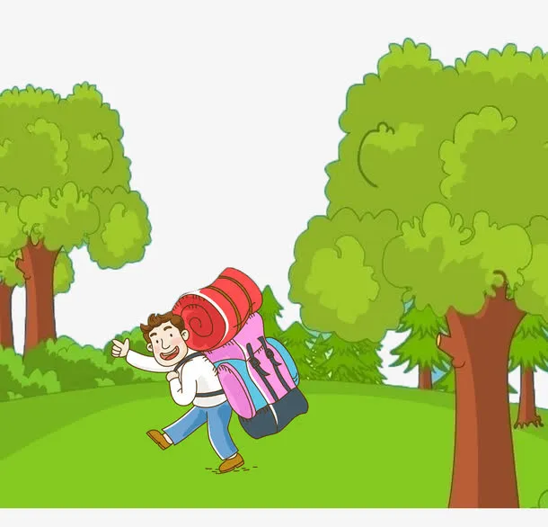 春天踏春图免抠