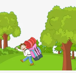 春天踏春图免抠