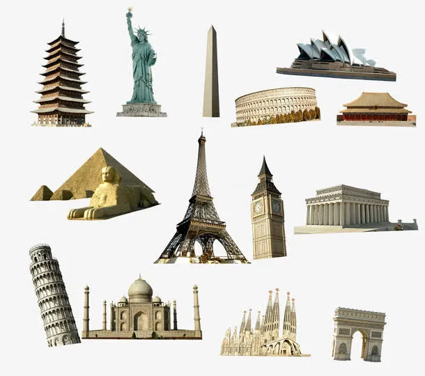 世界著名旅游景点免抠