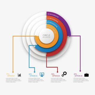 矢量彩色圆环分析图免抠