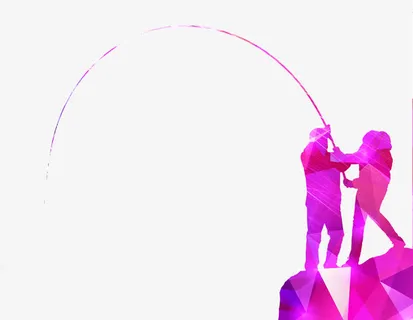 钓鱼行业钓鱼竿紫色免抠