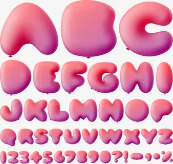 面包粉色气球艺术字免抠