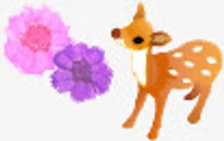 欧美风景英伦风素材 梅花鹿小花免抠