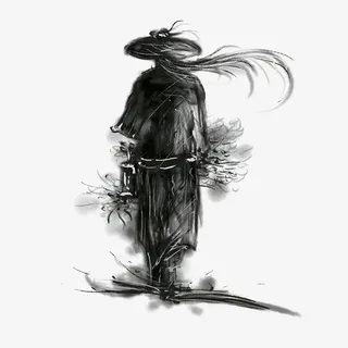 水墨古风侠客背影免扣素材免抠