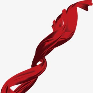 红色飞舞丝带免抠