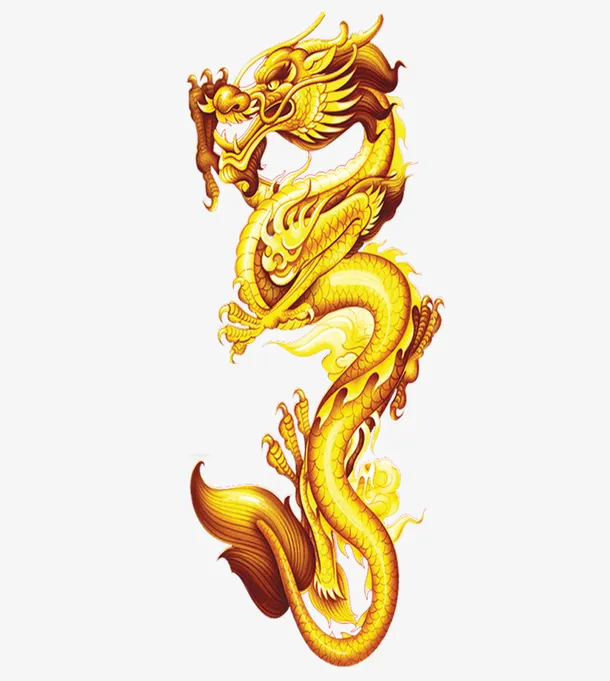 免抠飞翔的金色的龙免抠