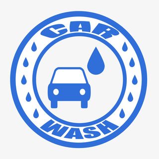 蓝色简约圆形车辆清洗图标免抠