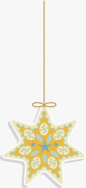 圣诞节黄色星星挂件免抠