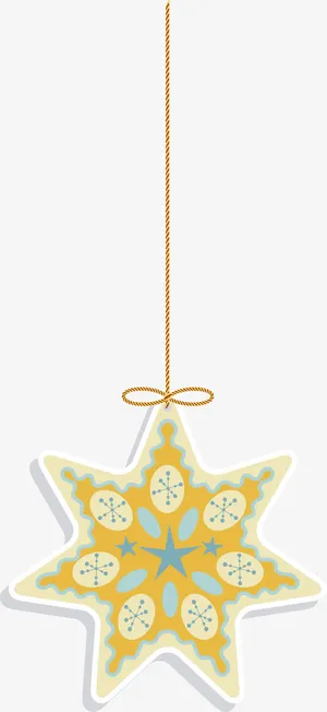 圣诞节黄色星星挂件免抠
