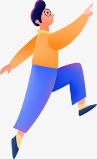 向上迈步扁平化人物免抠手绘/卡通卡通元素