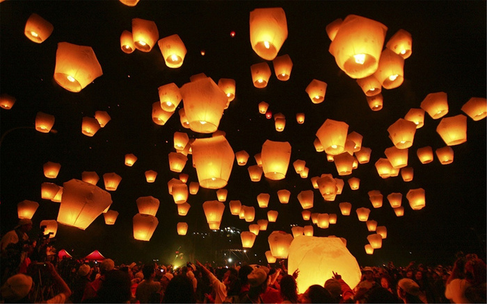 中国风孔明灯背景高清