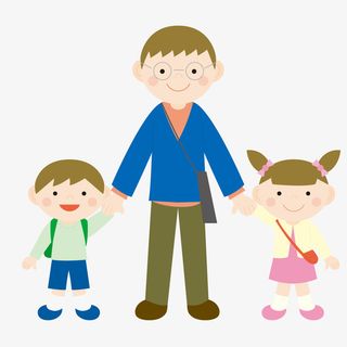 爸爸送孩子去上学免抠