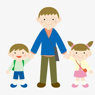 爸爸送孩子去上学免抠