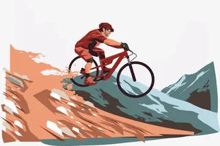 山坡骑车矢量免抠