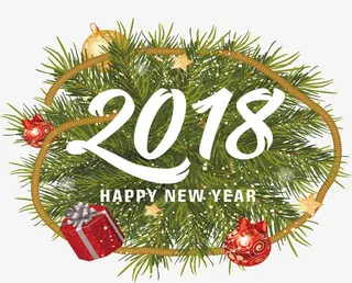 松树枝新年海报免抠