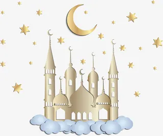 手绘漂浮的月亮免抠图免抠