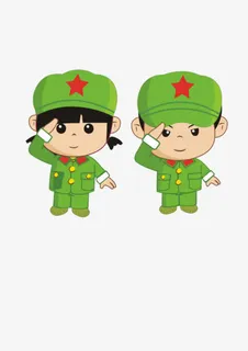 卡通军装情侣免抠